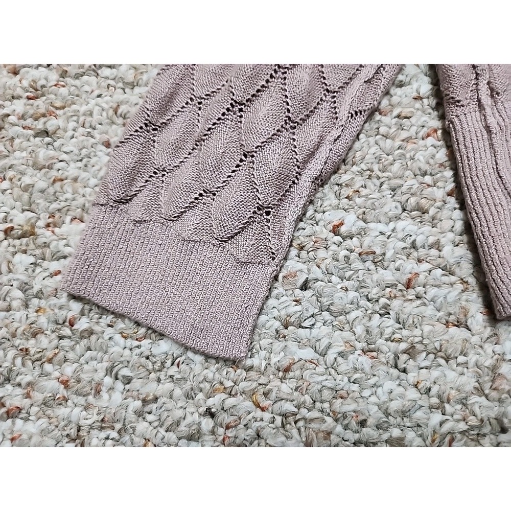 Free People Mauve Ruffles Cardigan Size S Diamond Pattern Linen Blend - Picture 16 of 16